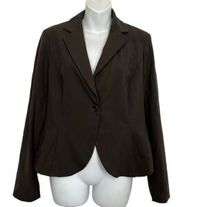 WOMYN ILYSSA Dark Chocolate Brown Suit Jacket Lined Blazer Career Business sz 8